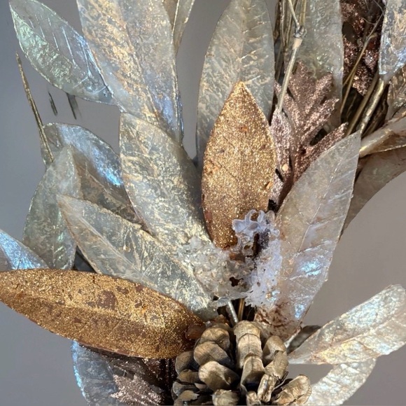 Handmade Festive Faux Wreath Door wall Decor Rattan Bells Gold Silver Pine - Picture 8 of 8